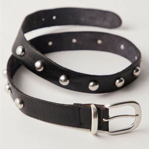 Free People Black Belt with Silver Studs